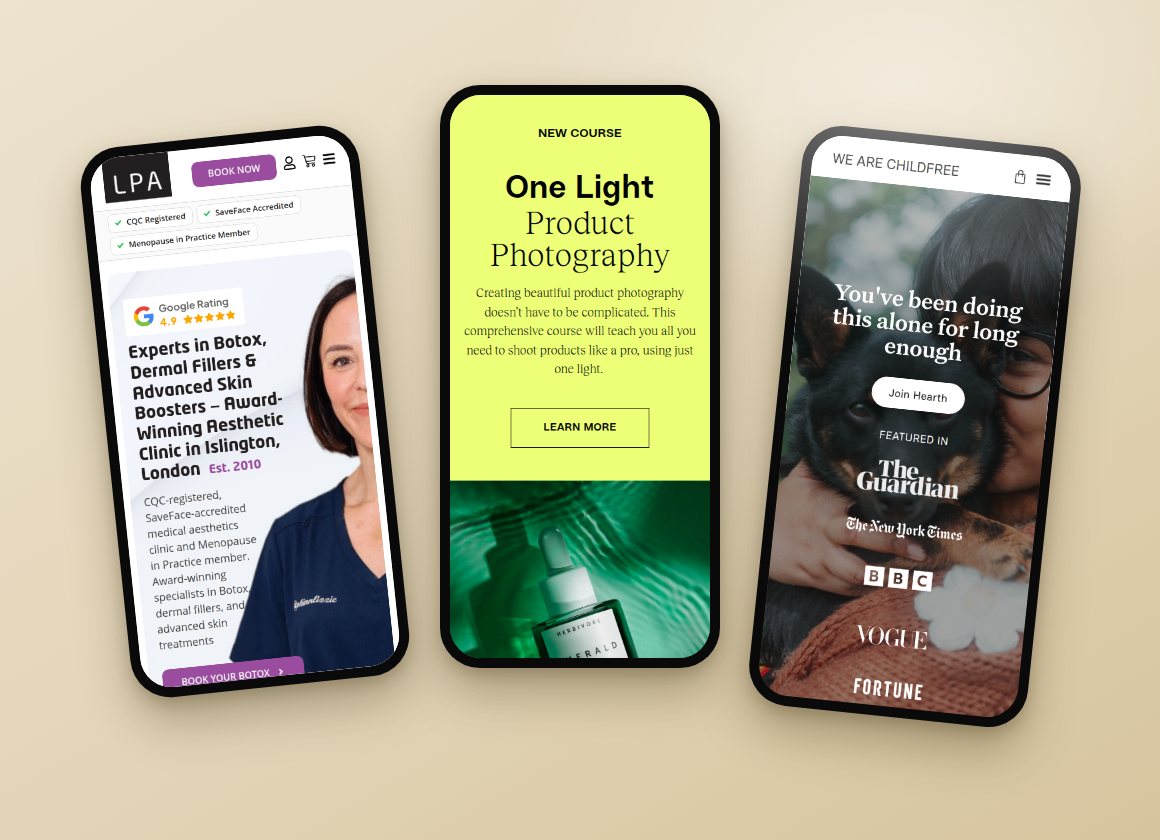 Mobile designs from three Simov Studio client projects